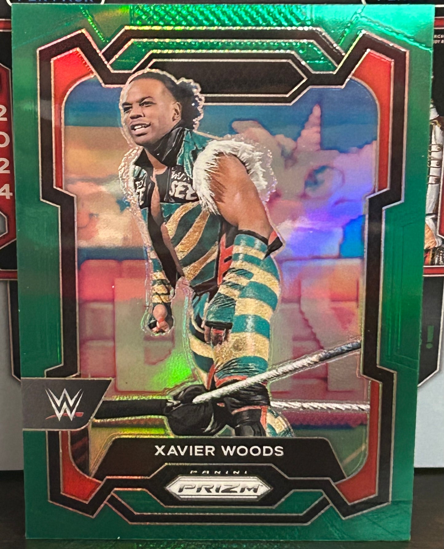 Xavier Woods 2024 WWE Panini Prizm GREEN REFRACTOR Card