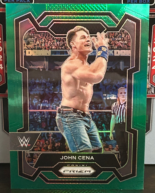 John Cena 2024 WWE Panini Prizm GREEN REFRACTOR Card