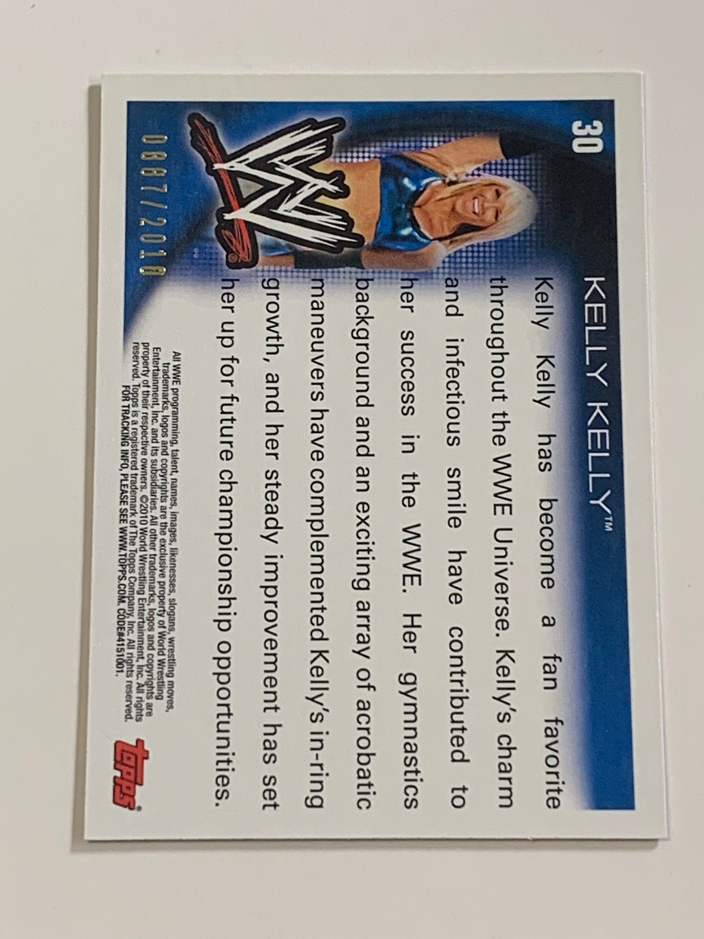 Kelly Kelly 2010 WWE Topps Blue Parallel Card #887/2010