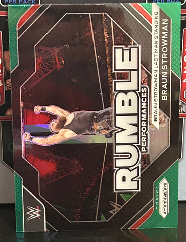 Braun Strowman 2024 WWE Panini Prizm Royal Rumble Green Refractor Card