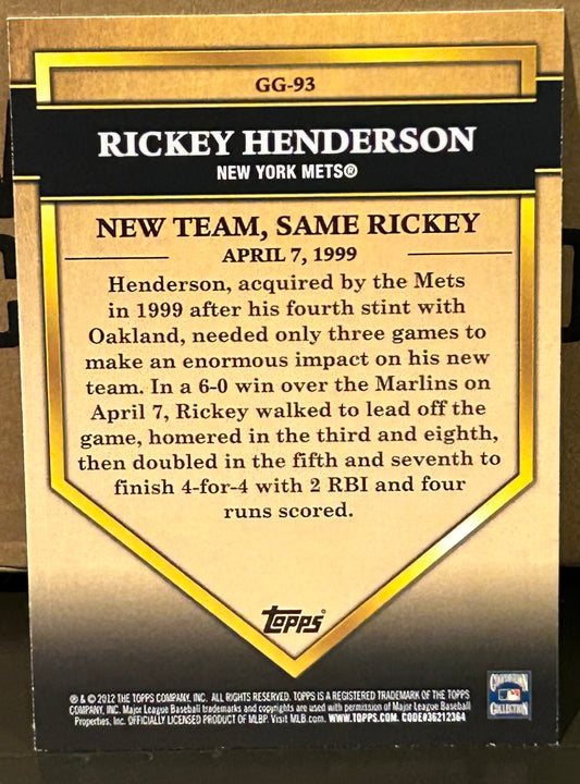 + Rickey Henderson 2012 Topps Update “Golden Greats” Insert Card NY METS