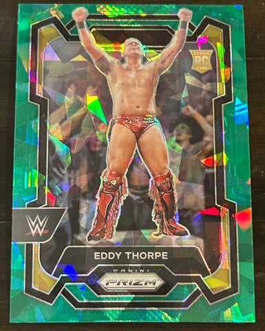 Eddy Thorpe 2024 WWE NXT Panini Prizm Cracked Ice Green Refractor ROOKIE Card