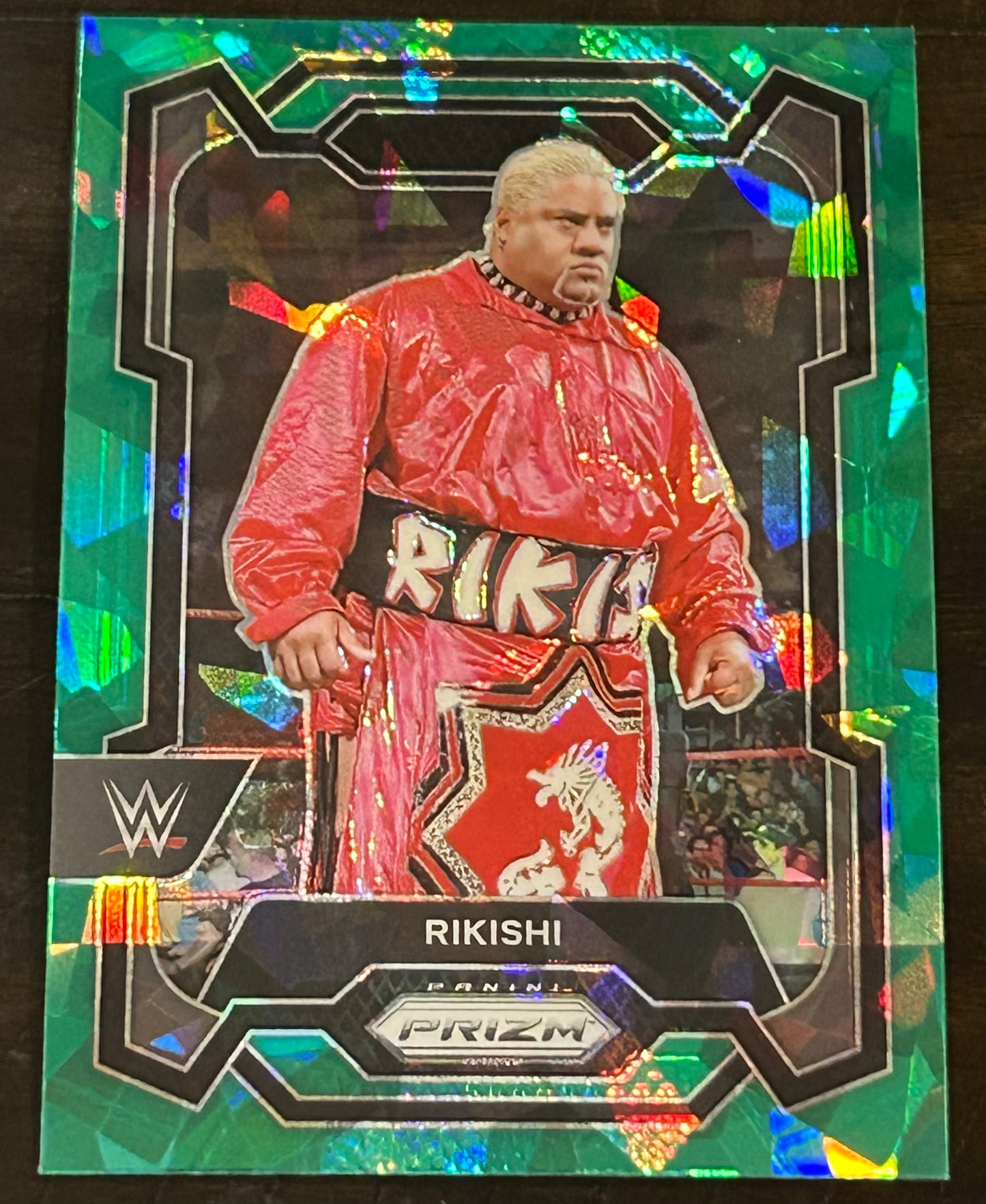 Rikishi 2024 WWE Panini Prizm Cracked Ice Green Card