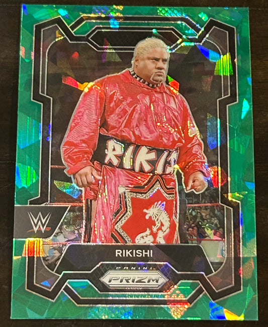 Rikishi 2024 WWE Panini Prizm Cracked Ice Green Card