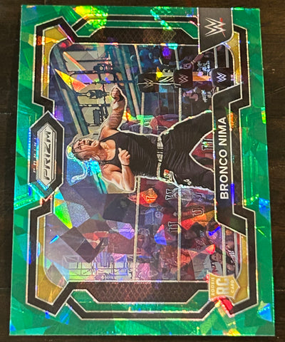 Bronco Nima 2024 WWE NXT Panini Prizm Cracked Ice Green Refractor ROOKIE Card