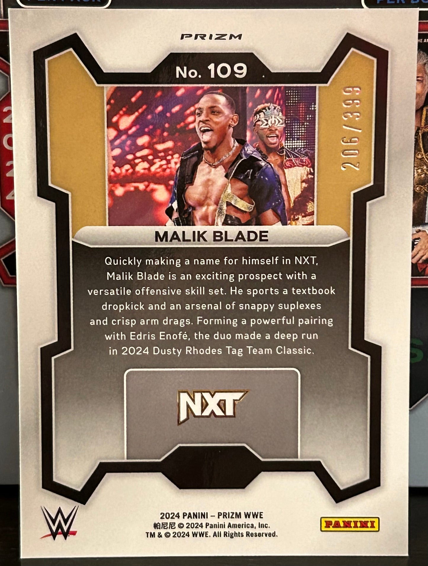 Malik Blade 2024 WWE NXT Panini Prizm RED PULSAR Rookie #206/399