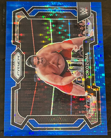 Yokozuna 2024 WWE Panini Prizm BLUE PULSAR Refractor Card #10/75