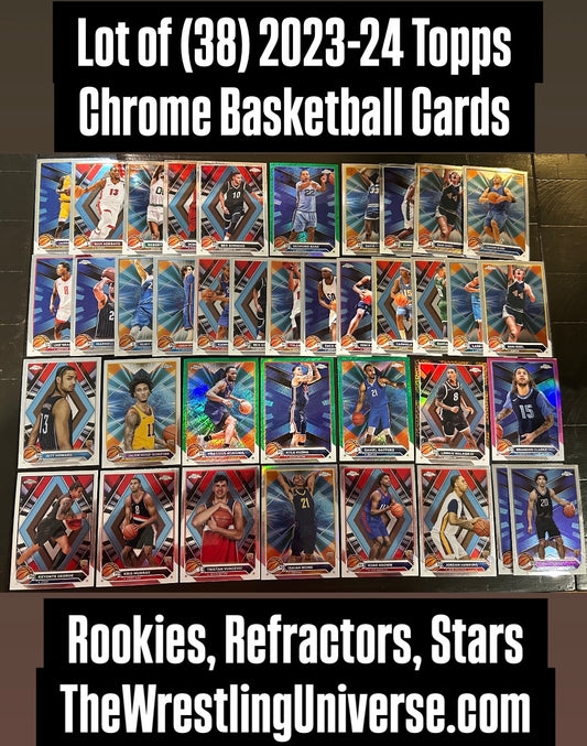 + 2023-24 Topps Chrome Basketball Card Lot (38 Cards) Rookies, Refractors & Stars