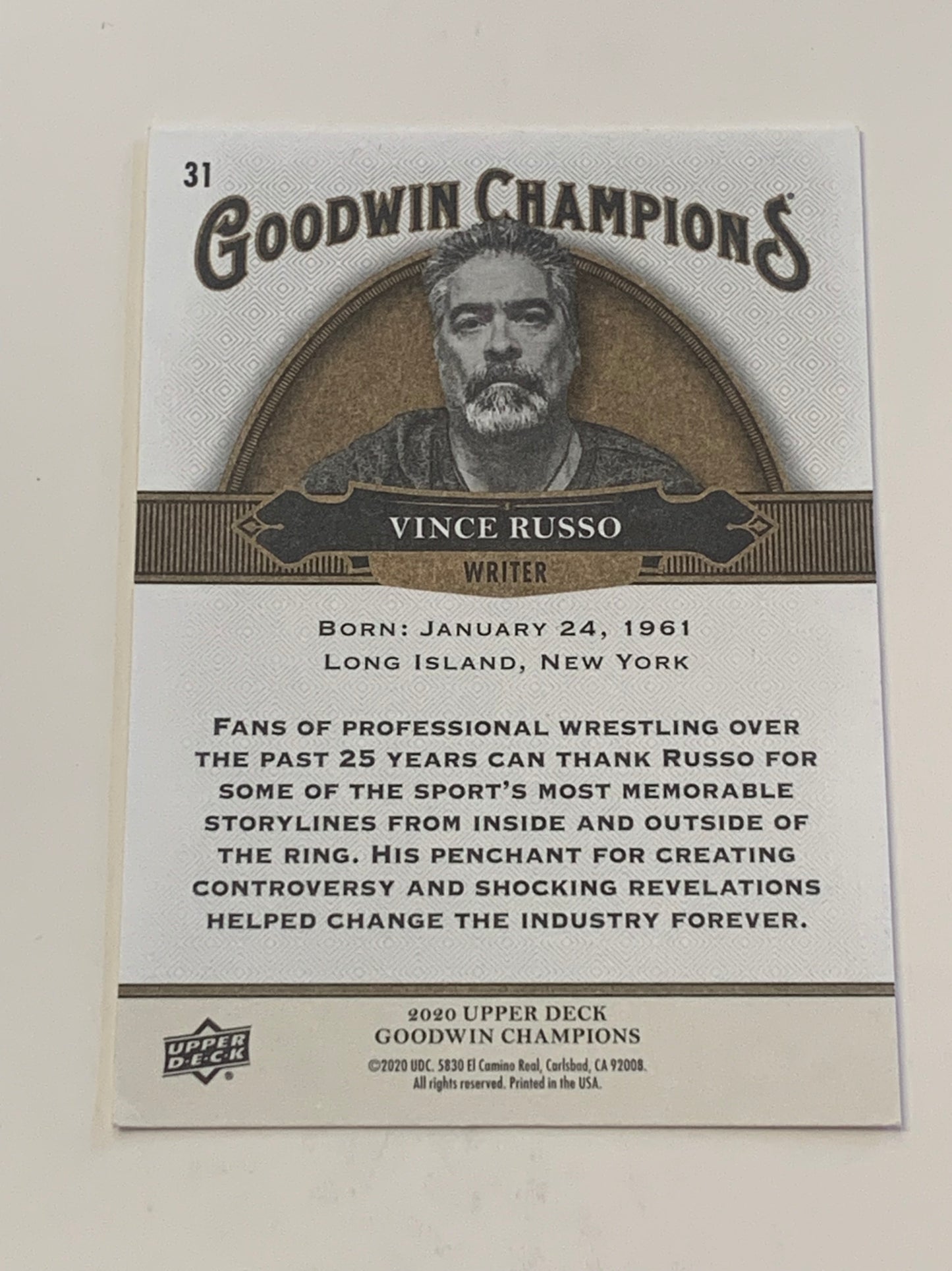 Vince Russo Signed 2020 UD Goodwin Champions Card (Comes w/COA)