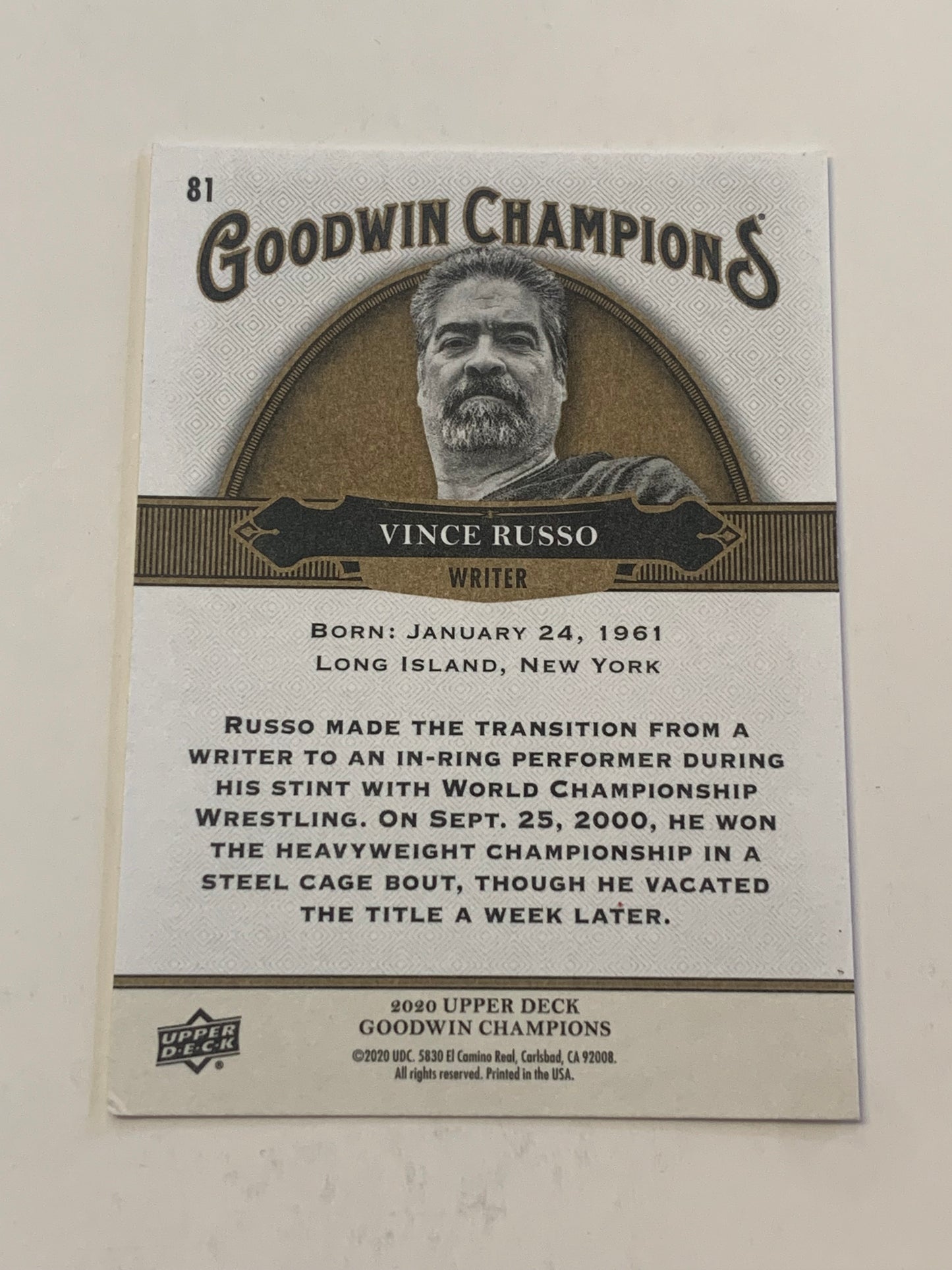 Vince Russo Signed 2020 UD Goodwin Champions Card (Comes w/COA)