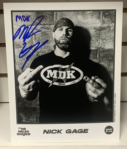 Nick Gage Signed 8x10 Photo ICWNHB GCW (Comes w/COA)