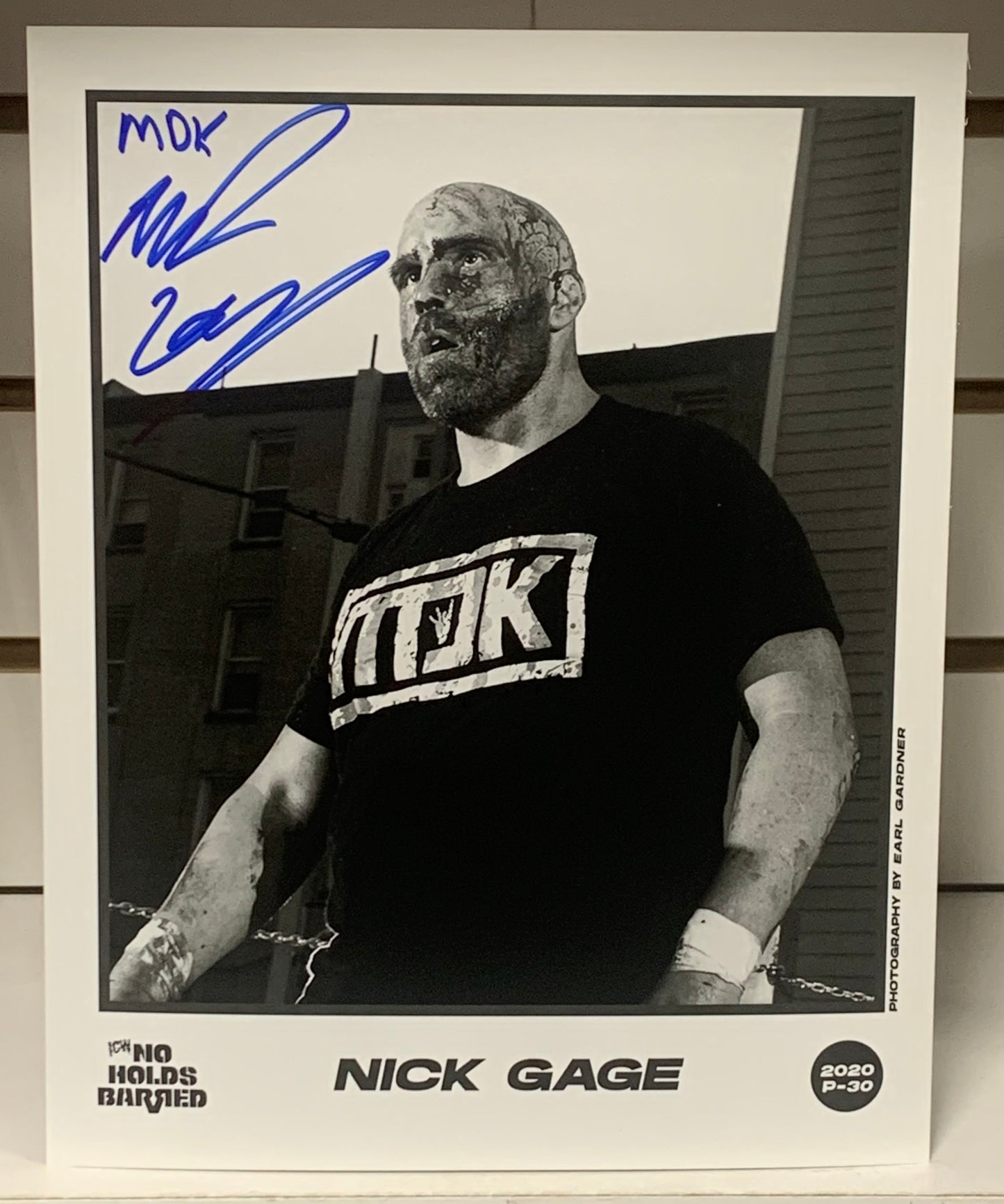 Nick Gage Signed 8x10 Photo ICWNHB GCW COA