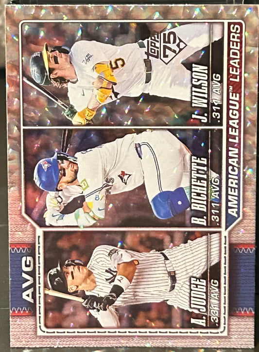 + Aaron Judge, Bo Bichette, Jacob Wilson 2026 Topps “Average Leaders” Foil Refractor Card NY YANKEES