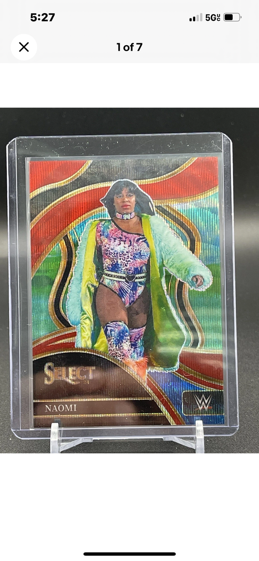 Naomi 2024 WWE Panini Select Ringside Red Wave Prizm Card #/99 (Only 99 Made)