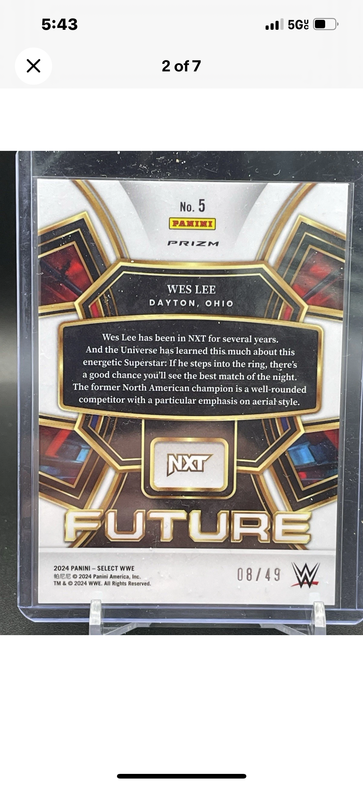 Wes Lee 2024 WWE Select Blue Wave Prizm Future Card #8/49