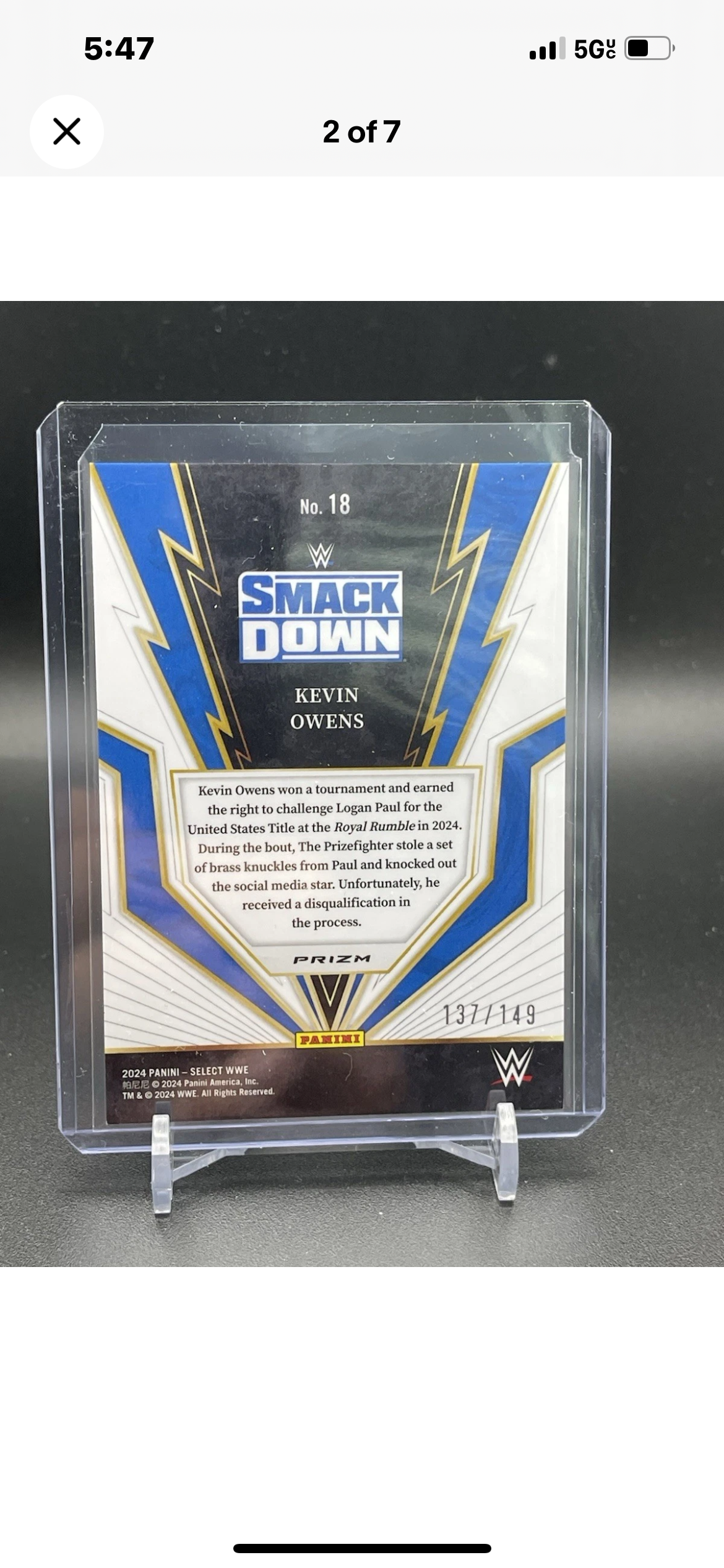 Kevin Owens 2024 WWE Panini Select Turbocharged Red Wave Prizm Insert #/149