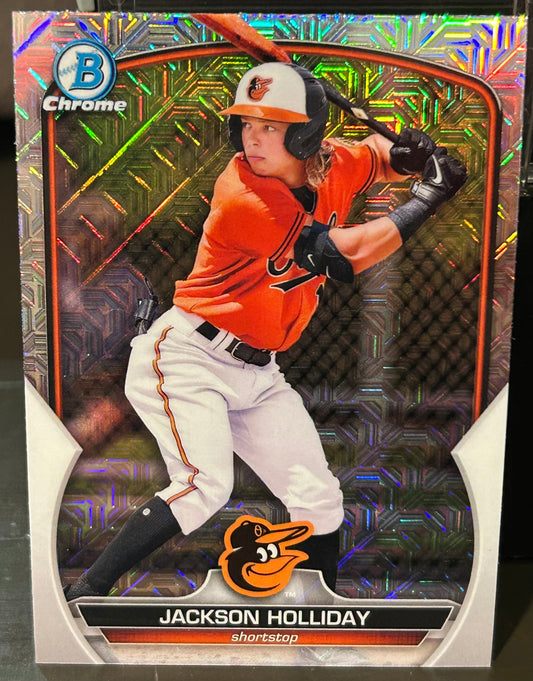 + Jackson Holiday 2023 Bowman Chrome MOJO Refractor Card BALTIMORE ORIOLES