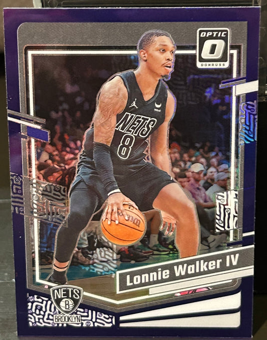 + Lonnie Walker 2023-24 Donruss Optic Purple Prizm Card BROOKLYN NETS