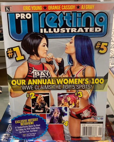 PWI Pro Wrestling Illustrated Magazine Jan. 2021 “PWI Women’s 100” Bayley, Sasha Banks