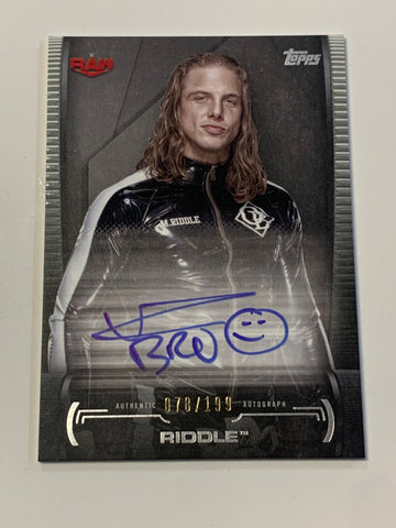 Matt Riddle 2021 WWE RAW Topps Authentic Superstar Autograph Card #78/199 (Only 199 Made)!!!