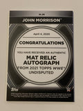 John Morrison 2021 WWE Topps Mat Relic Autograph Card #20/25 (Only 25 Made)!!!