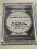 Matt Riddle 2021 WWE Topps Undisputed “Mat Relic Autograph” Card #20/50 (Only 50 Made)!!!