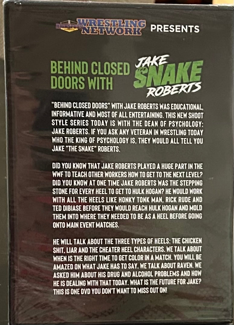 * Jake “The Snake” Roberts “Behind Closed Doors” Shoot Interview DVD (Sealed)