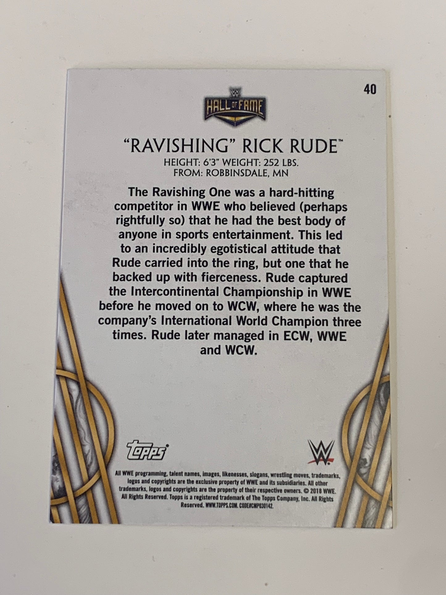 Ravishing Rick Rude 2018 WWE Topps Legends “Hall of Fame” Bronze Parallel Card