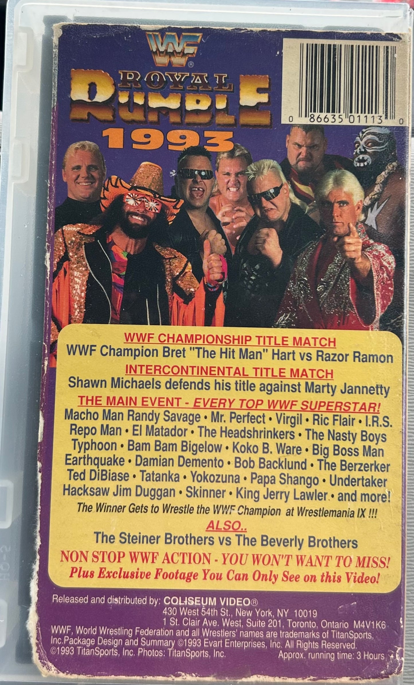 * WWF WWE Royal Rumble 1993 VHS (Official Coliseum Home Video)