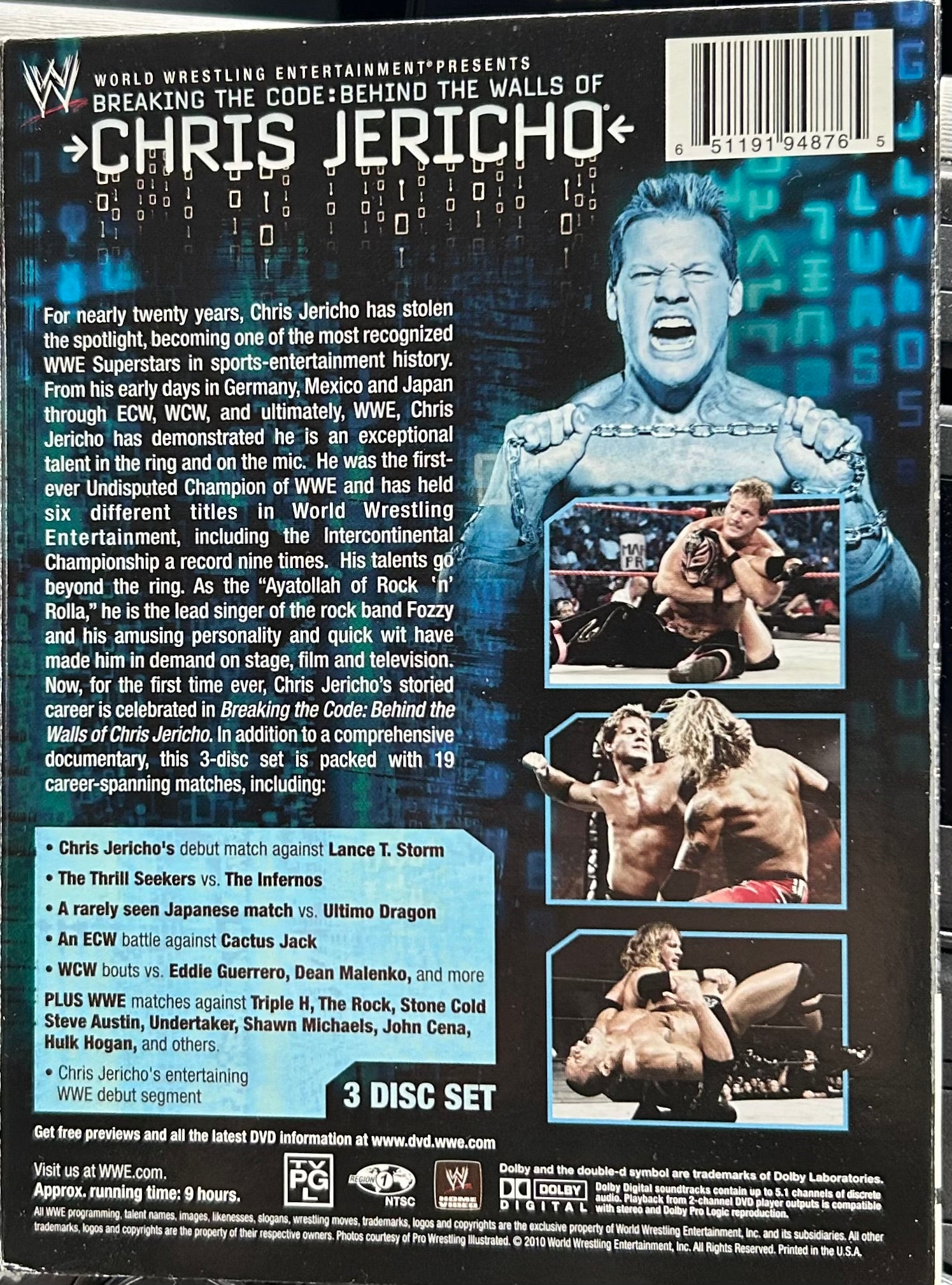 Behind The Walls of Chris Jericho” WWE DVD (3-Disc Set) – The