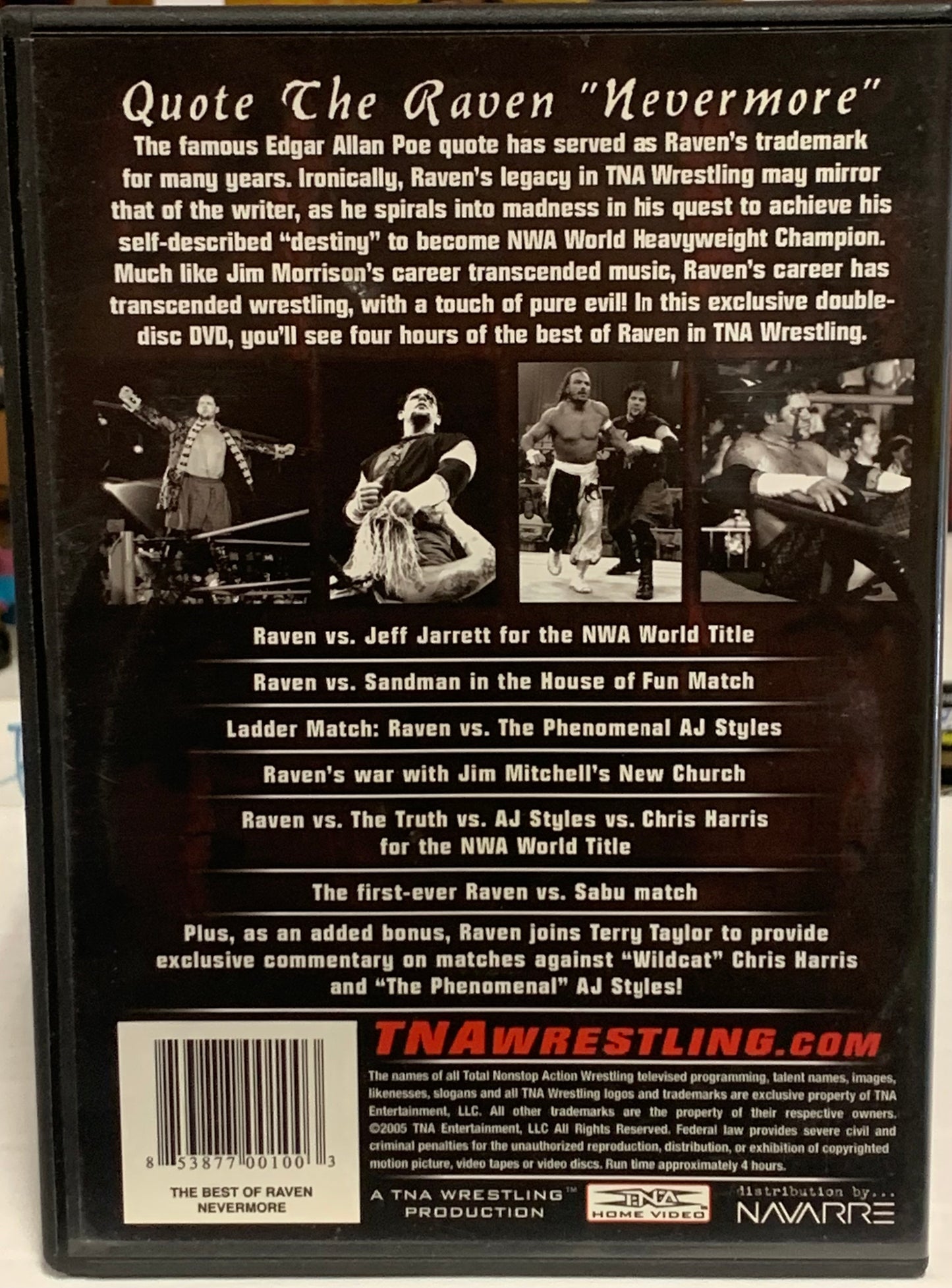 TNA DVD “The Best of Raven Nevermore” 2-Disc Set (Jarrett, Sandman, AJ Styles, Sabu)