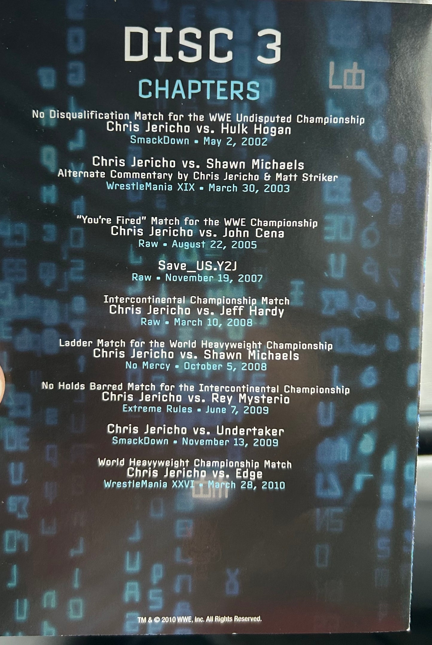* “Behind The Walls of Chris Jericho” WWE DVD (3-Disc Set)