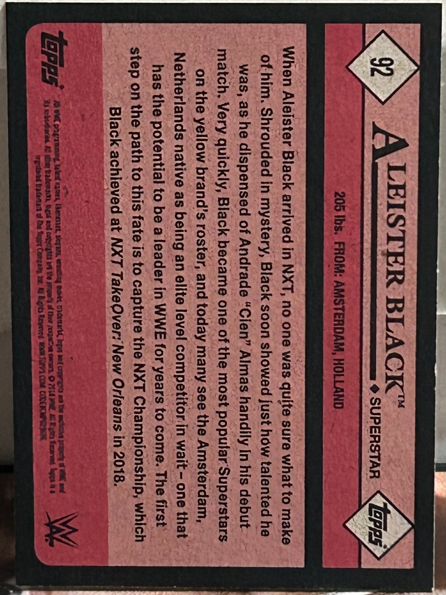 Aleister Black 2018 NXT WWE Topps Heritage ROOKIE Card