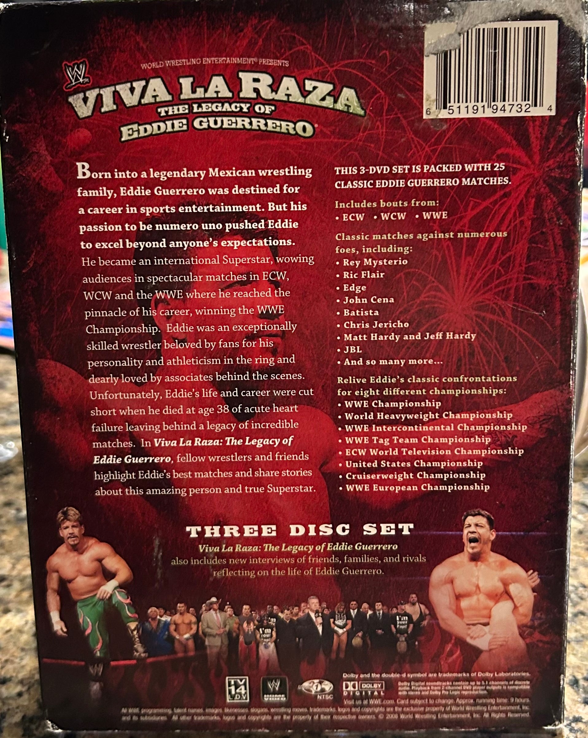 Viva La Raza, The Legacy of Eddie Guerrero” WWE DVD (3-Disc Set