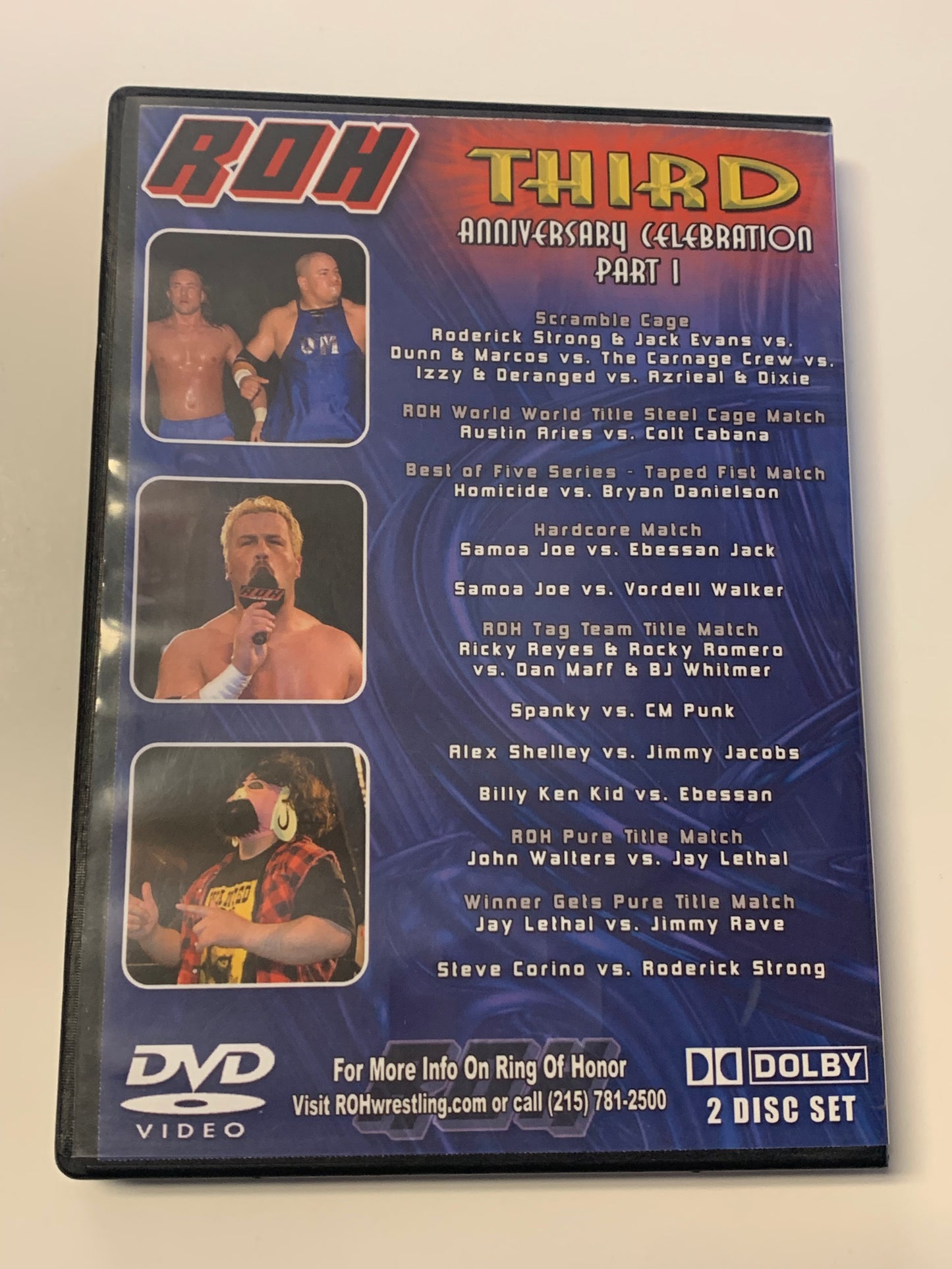 ROH Ring of Honor DVD 3rd Anniversary Celebration Part 1 2/19/05 (2-Disc Set) Samoa Joe CM Punk (Signed by Homicide)