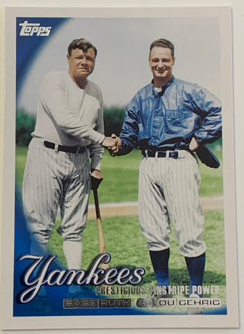 Babe Ruth & Lou Gehrig 2010 Topps “Prestigious Pinstripe Power” Baseball Card YANKEES