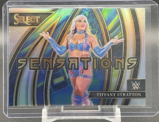 Tiffany Stratton 2024 WWE Panini Select “Sensations” Silver Prizm Refractor Card