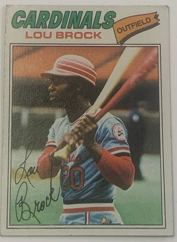 Lou Brock 1977 Topps Baseball Card CARDINALS V2