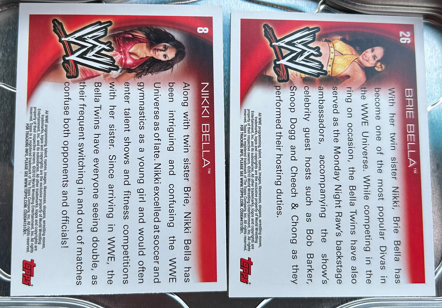 * Bella Twins (Nikki & Brie) WWE 2010 Topps Cards