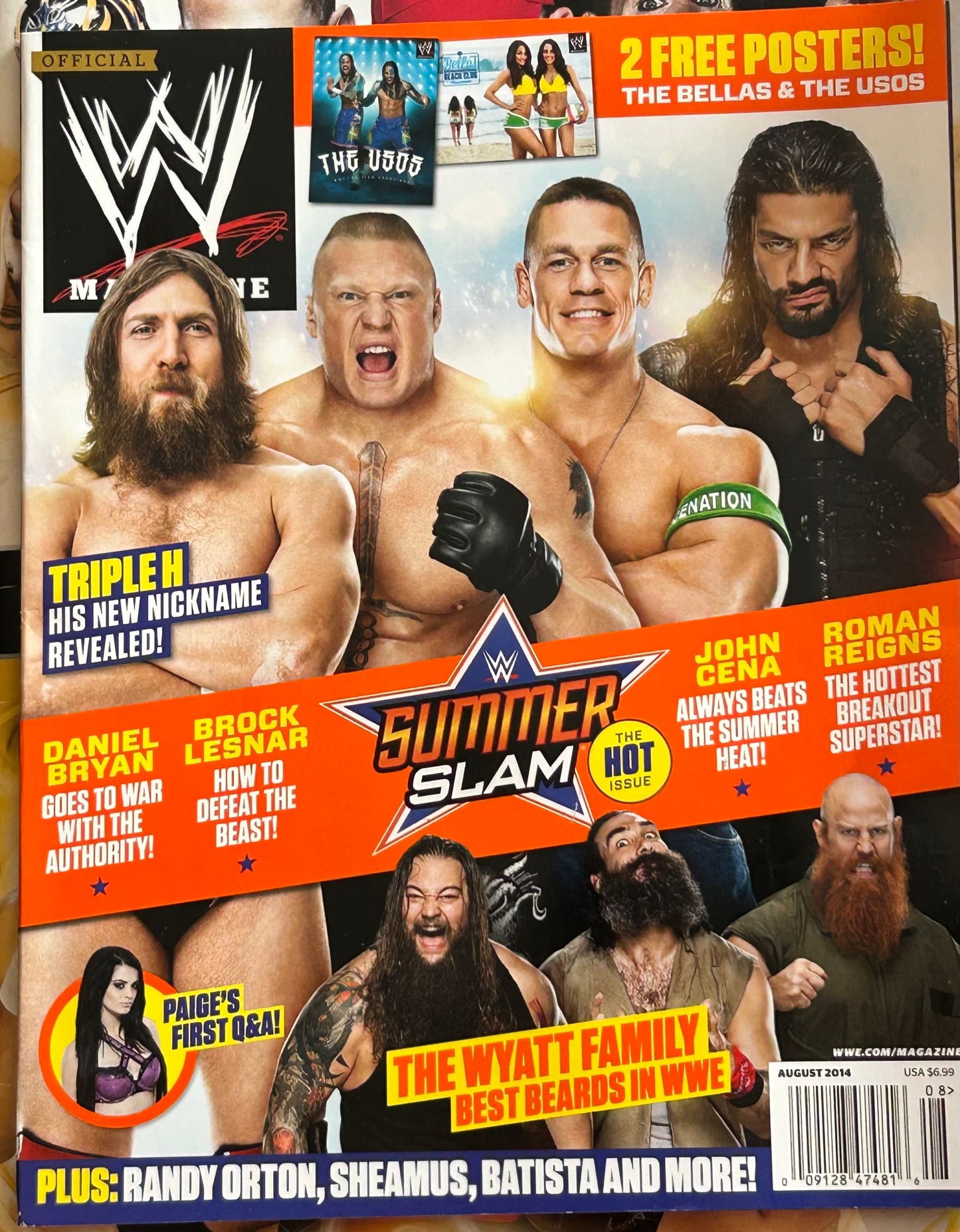 * WWE Magazine August 2014 (2 Posters Inside The Uso’s & The Bella Twins)