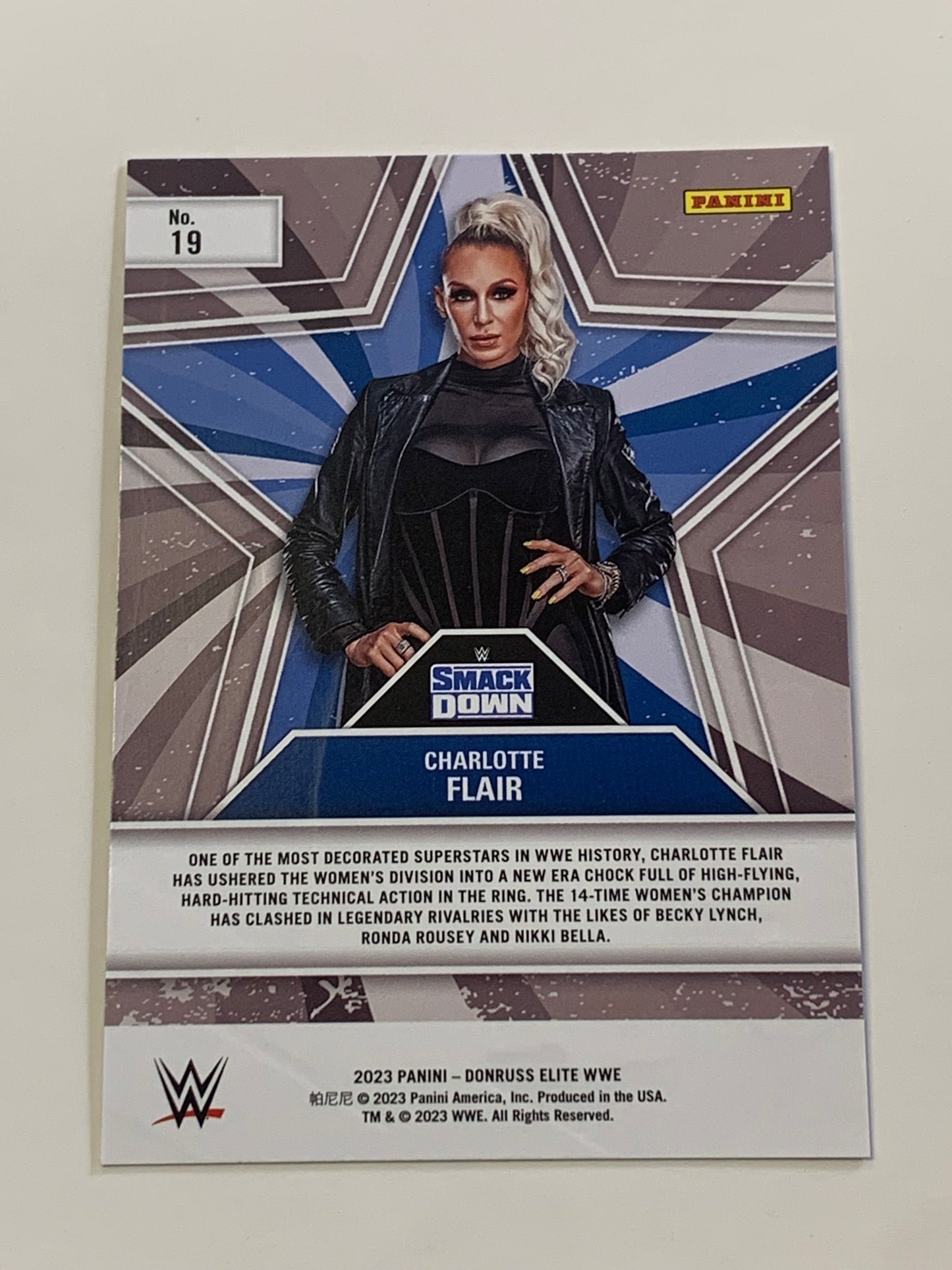 Charlotte Flair 2023 WWE Donruss Elite “Star Status” Card