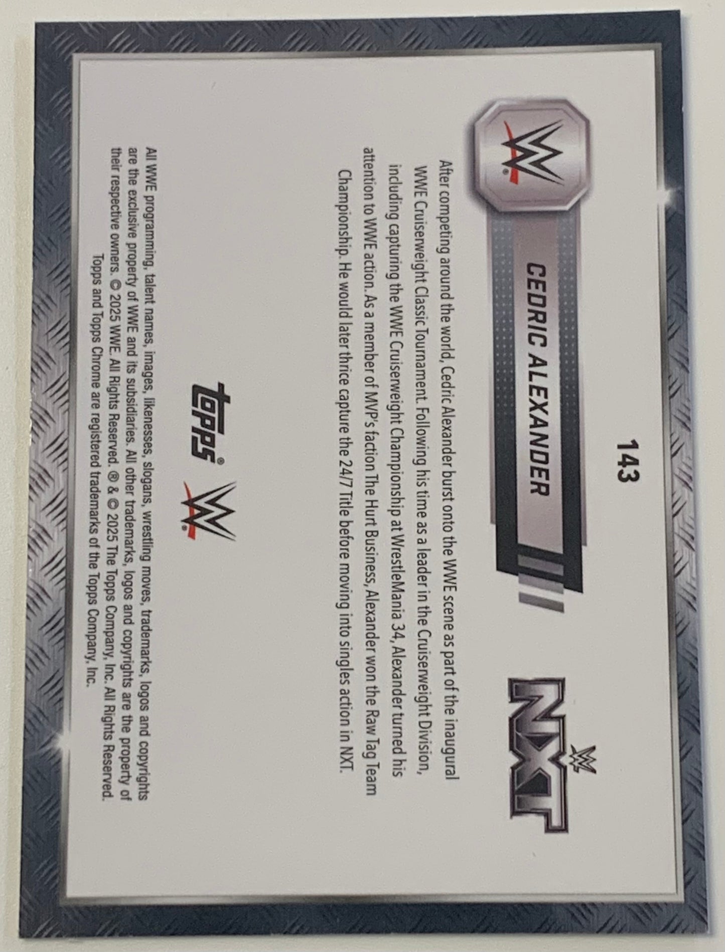 Cedric Alexander 2025 WWE Topps Chrome Card
