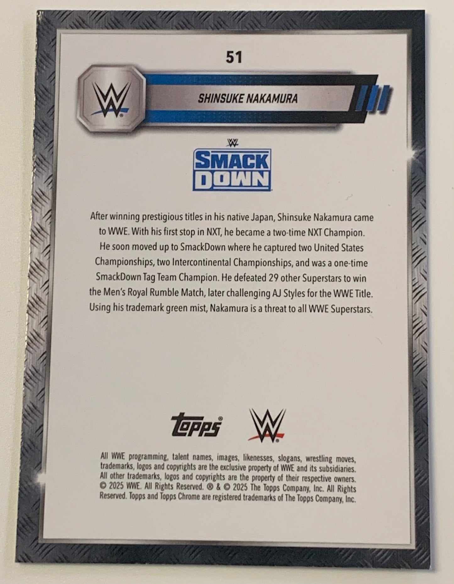 Shinsuke Nakamura 2025 WWE Topps Chrome Card