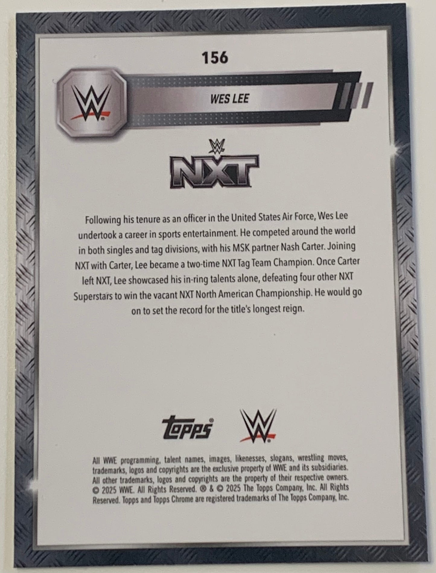 Wes Lee 2025 WWE Topps Chrome Card