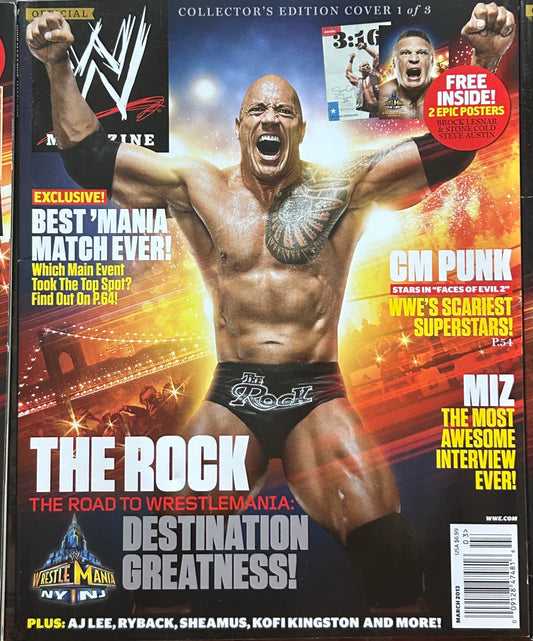 * WWE Magazine March 2013 (All 3 Collectible Covers (Posters Inside each Magazine)