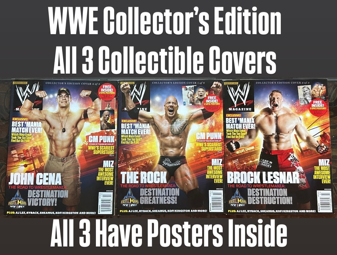 * WWE Magazine March 2013 (All 3 Collectible Covers (Posters Inside each Magazine)