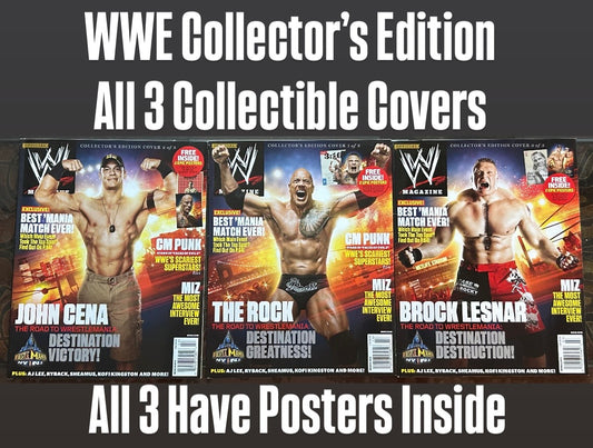 * WWE Magazine March 2013 (All 3 Collectible Covers (Posters Inside each Magazine)
