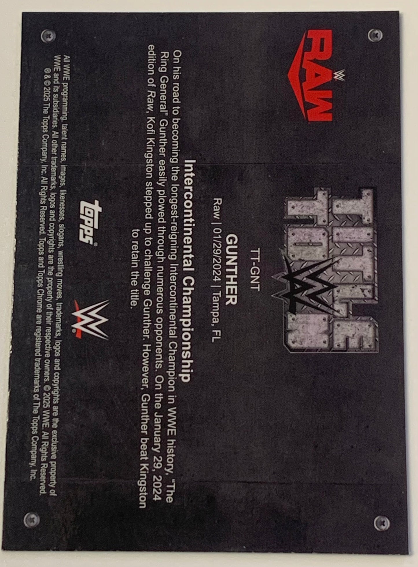 Gunther WWE Topps Chrome “Title Town” Insert Card