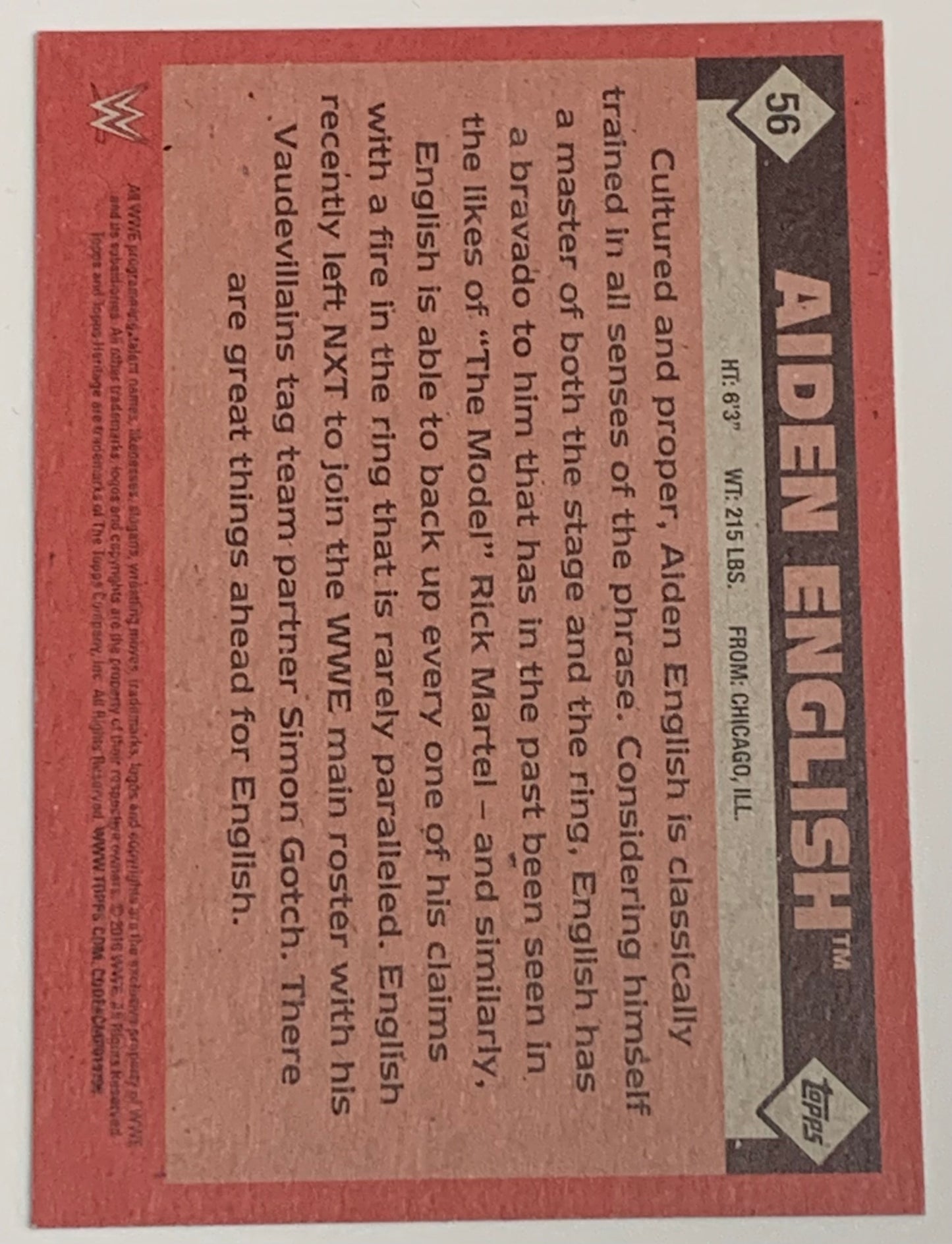 Aiden English 2016 SIGNED WWE Rookie Card (Comes w/COA)