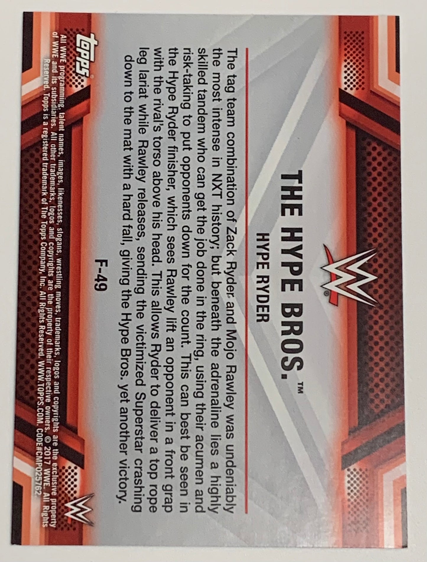 Zack Hype Ryder 2017 WWE SIGNED Topps Card (Comes w/COA)